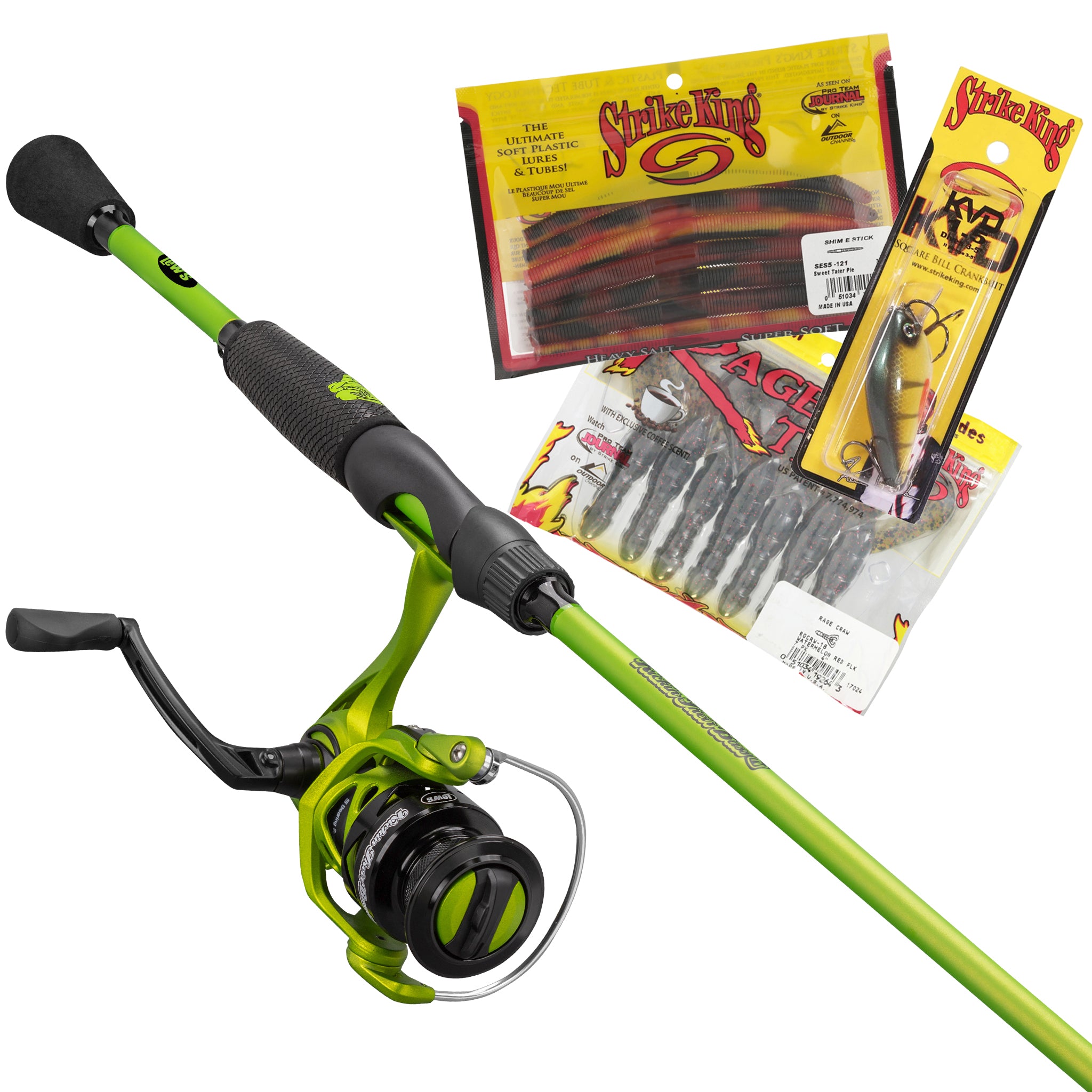 FREE 3 Strike King Baits & Kickin' Their Bass x Lew's Spinning Combo Package